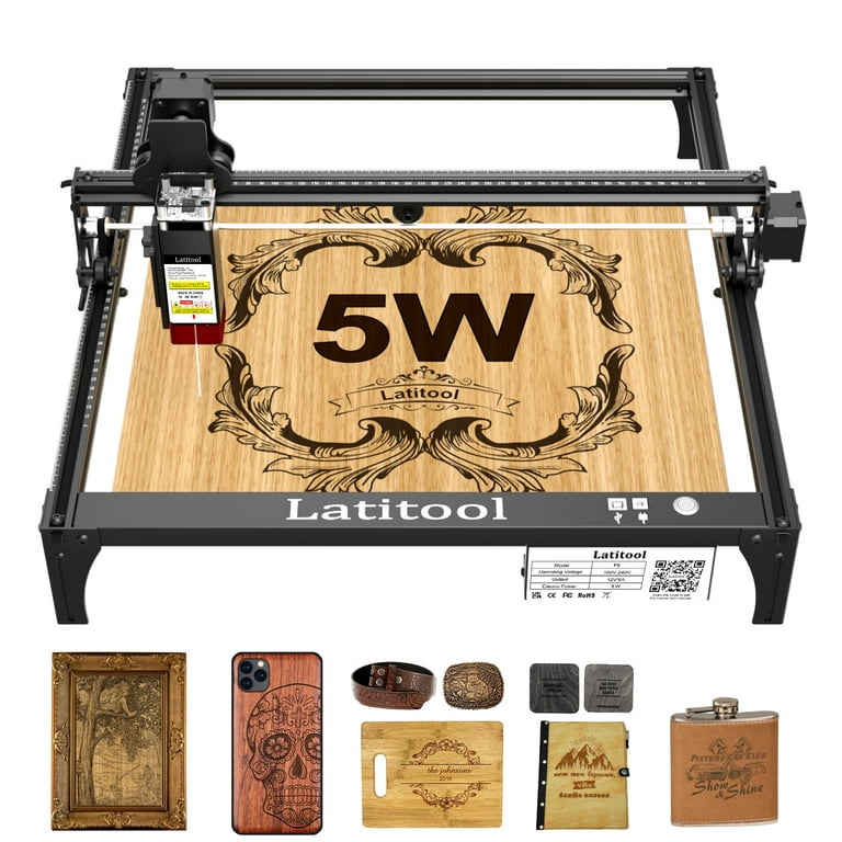 Latitool Laser Engraver, 50W High Accuracy Laser Engraving Machine with  410x400mm Large Working Area, 5.5-7.5W Laser Power Engraver and Cutter for