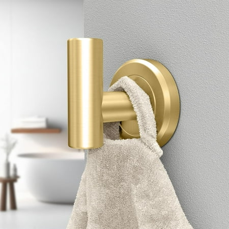 Latitude II Brushed Brass Double Robe Hook Wall Mount Bathroom Hardware