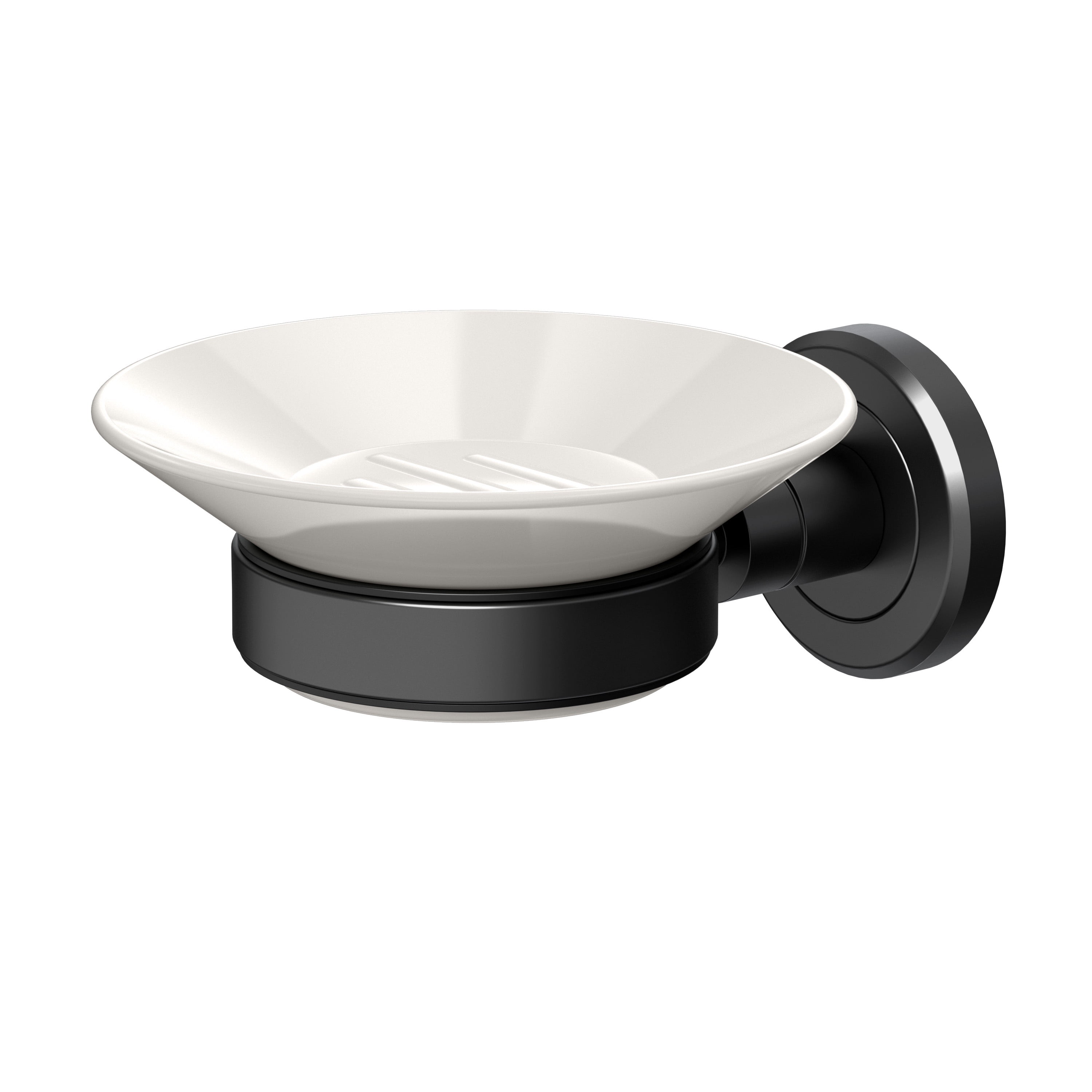 Modern Matte Black and White Ceramic Wall Mounted Soap Dish