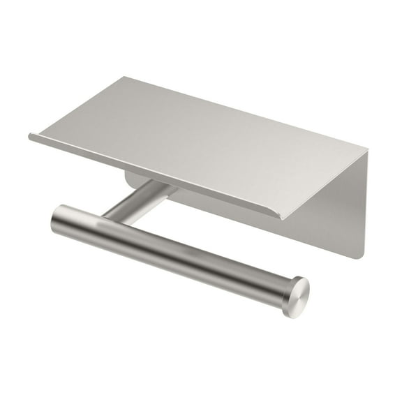Gatco 1420SN Latitude II Toilet Paper Holder with Mobile Shelf, Satin Nickel