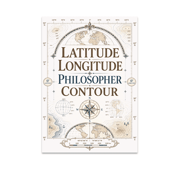 Latitude Longitude Philosopher Contour - Vintage Map Nerd - 13x19 Poster Print