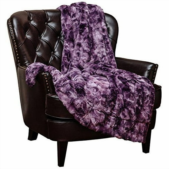 Chanasya Super Soft Fuzzy Faux Fur Throw Blankets - Fluffy Plush Lightweight Cozy with Sherpa for Couch Sofa Living Room Bedroom - Dark Purple Fall & Winter Decor (60x70 Inches) Aubergine Blanket