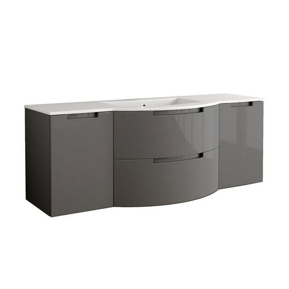 Latoscana OA57OPT4T Oasi 57 Inch Vanity With Both Side Cabinets In Slate