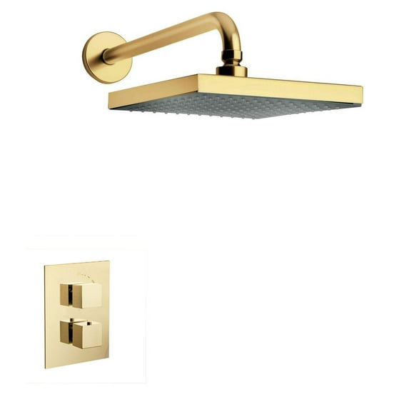 Latoscana QUADRO-OPT-1-OK Quadro Thermostatic Shower Set In Brushed Gold