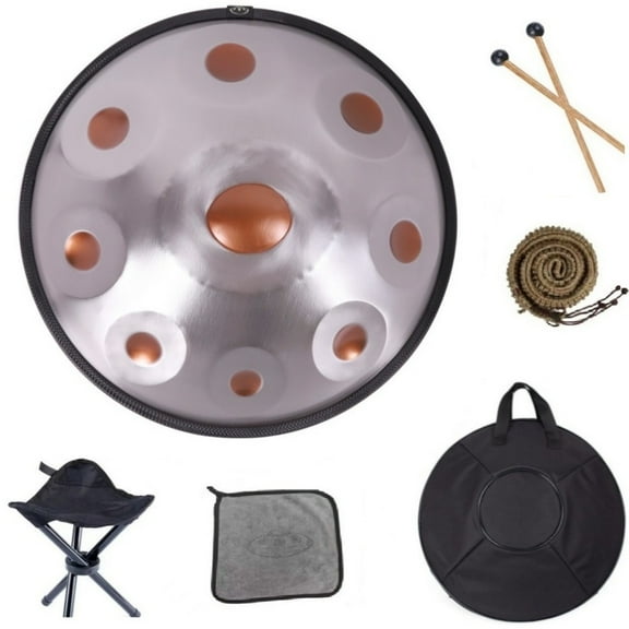 Latourreg 440HZ D Minor 18In 9 Notes Ash-Gold Hand Pan Percussion Music Drum with Soft Bag