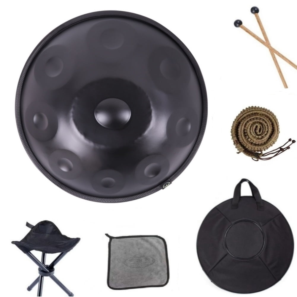 Latourreg 440HZ D Minor 18Inch 9 Notes Black Hand Pan Drum Percussion Musical Drum with Soft Bag