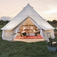 thumbnail image 1 of Latourreg Outdoor Glamping Waterproof Cotton Canvas 16.4ft(5M) Bell Tent with Side-Wall Stove Jack Glamping Yurt Tent with Mesh Screen Door and Windows, 1 of 6