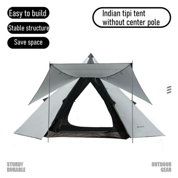 Latourreg Portable Double Layers Indian Teepee Tent Camping Tipi Tent without Center Pole for 2 Persons