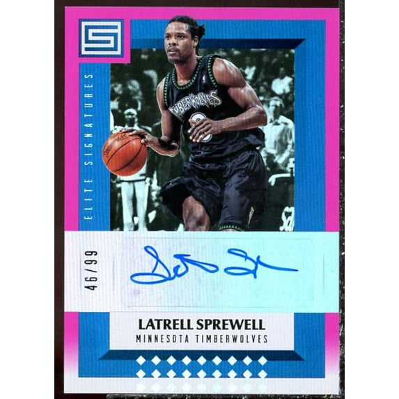 Latrell Sprewell Card 2017-18 Panini Status Elite Signatures Pink #28
