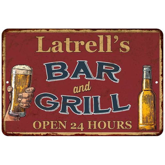 Latrell's Red Bar and Grill Rustic Sign Decor 8x12 208120045834