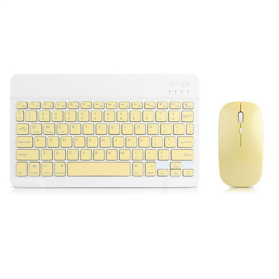 Latrodar 10 Inch Wireless Keyboard Set Candy Color Keyboard And Mouse For Laptop Pc Long-Lasting Yellow 10x6 Inch Home Decor