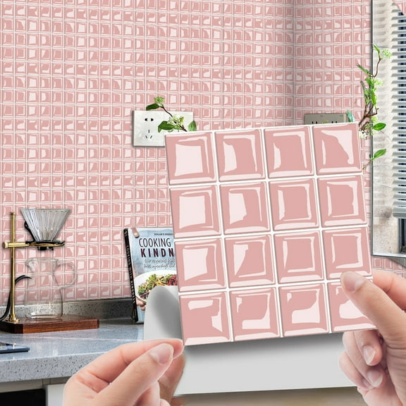 Latrodar 10pc 3D Crystal Tile Stickers DIY Self-Adhesive Wall Stickers pink Party Favor 6x0.4 Inch