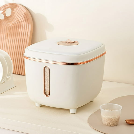 Latrodar 16.5 Lb Rice Dispenser Large Grain Container Storage With Lid Measuring Cylinder Water Content Proof Household Cereal Dispenser Bucket For Kitchen S