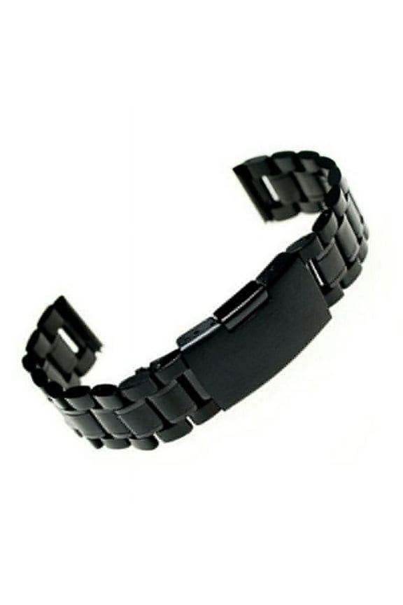 18 Stainless Steel Bracelet Watch Band Strap Straight End Solid Links Black up to 30% Off