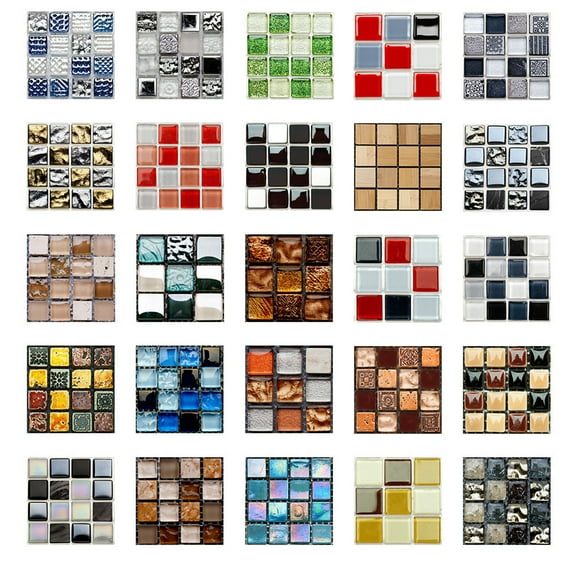 Latrodar 1Set 10pc Self Adhesive Tile Sticker Kitchen Bathroom Wall Sticker Decoration Multicolor Decorative 6x0.4 Inch