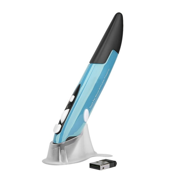 Latrodar 2.4G Wireless Mouse Personalized Creative Plug And Play Mouse Vertical Pen Mouse Elaborately Made Blue 6x2.4 Inch Home Essentials