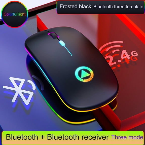Latrodar 2.4GHz Wireless Optical Mouse Three Non-Toxic USB Rechargeable LED Black Home Decor