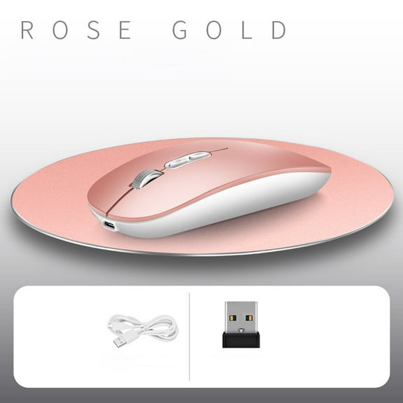 Latrodar 2.4GHz Wireless Optical USB Gaming Mouse 1600DPI Rechargeable Mute Mice For PC Creative Rose Gold 7.6x5.6 Inch Home Decor