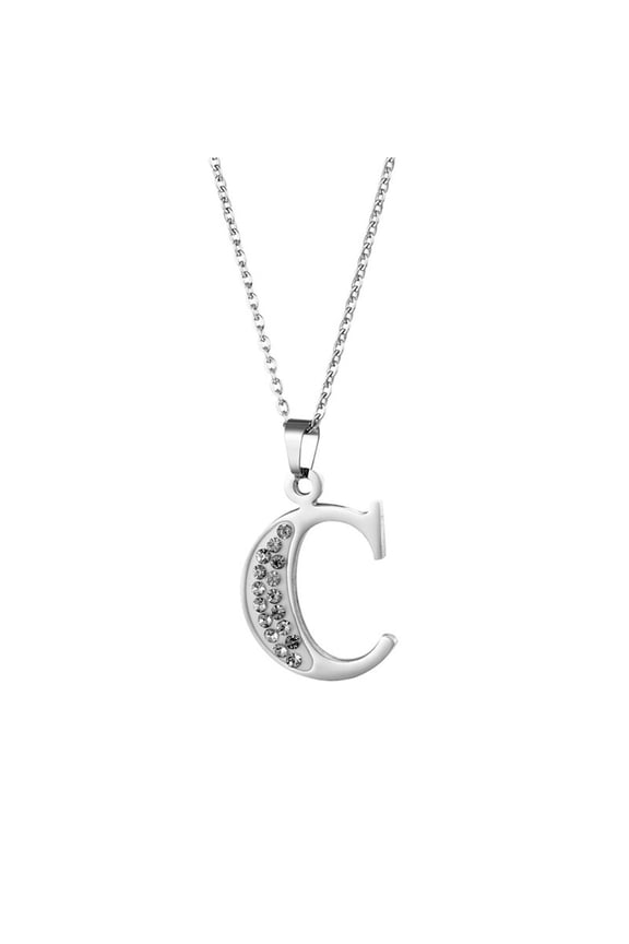 26 Letters Necklace Diamond Fashion Accessories Gifts For Lover's Girlfriend Silver up to 50% Off