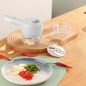 Gecau 3 In 1 Portable Vegetable Cutter Set,Vegetable Cutter Mini Wireless Garlic Mud Masher,Wireless Food Processor For Garlic Pepper Chili Celery White D