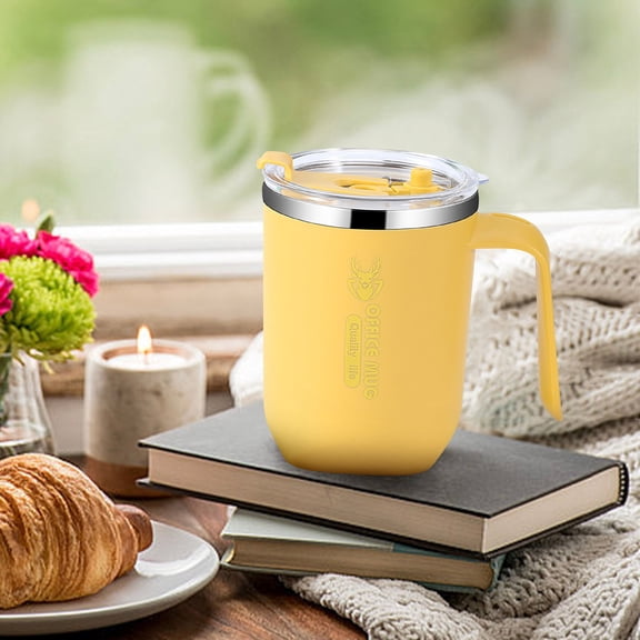 Gecau 304 Stainless Steel Double-layer Mug Home Office Water Cup With Handle Cup Non-Toxic B 5x4 Inch Home Tools