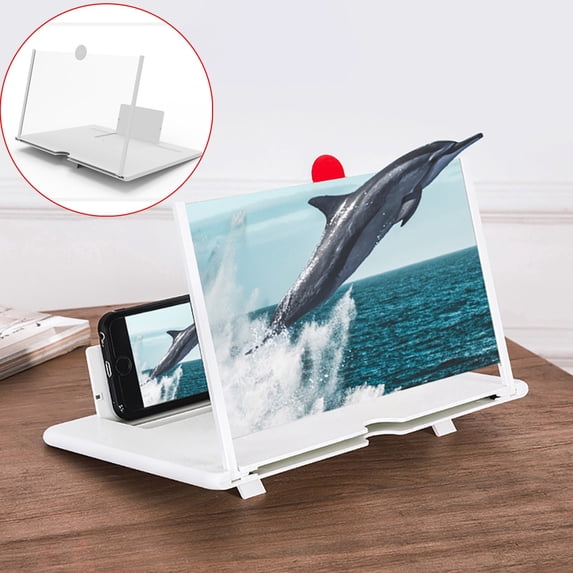 Gecau 3D Phone Screen Magnifier Stereoscopic Amplifying 14Inch Desktop Folding Stand Bracket Secure White 12x8 Inch Home Stuff