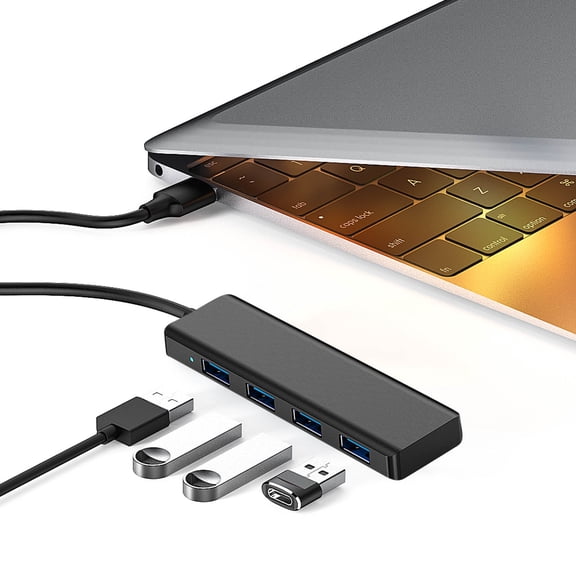 Latrodar 4-Port USB 3.0 Slim Data Hub, For Pro, For High Durability Mobile HDD, And More Black 4.8x1.8 Inch Home Decor