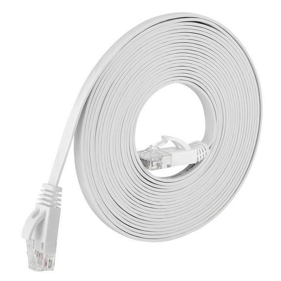 Latrodar 6 Ethernet Cable Flat Internet Network Patch Cords High Speed Computer Wire Practical&Affordable White 4.8x4.8 Inch Home Stuff