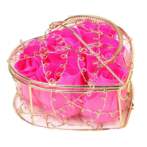 Latrodar 6 Rose Soap Flower Gift Box Valentine's Day Gift Birthday Gift Simulation Soap Non-Toxic Hot Pink 4x4 Inch Home Gadgets