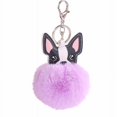 thumbnail image 1 of Latrodar 8CM Cute Dog Keychain Pendant Women Key Ring Pompoms Key Chains Purple, 1 of 2