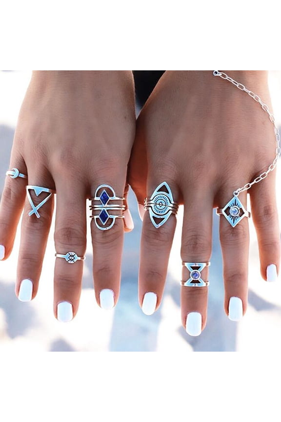 8PC Ladies Vintage Stack Above Knuckle Combination Set As shown up to 50% Off