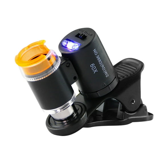 Latrodar 9882W 60X Universal Mobile Phone LED Microscope Magnifier With Clip Crafted with Care Black 6x3.2 Inch Home Gadgets