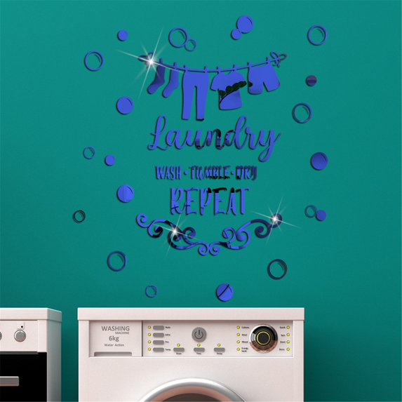 Latrodar Acrylic Hollow DIY Mirror Wall Sticker Home Decoration Blue Upgraded 9.2x1.2 Inch