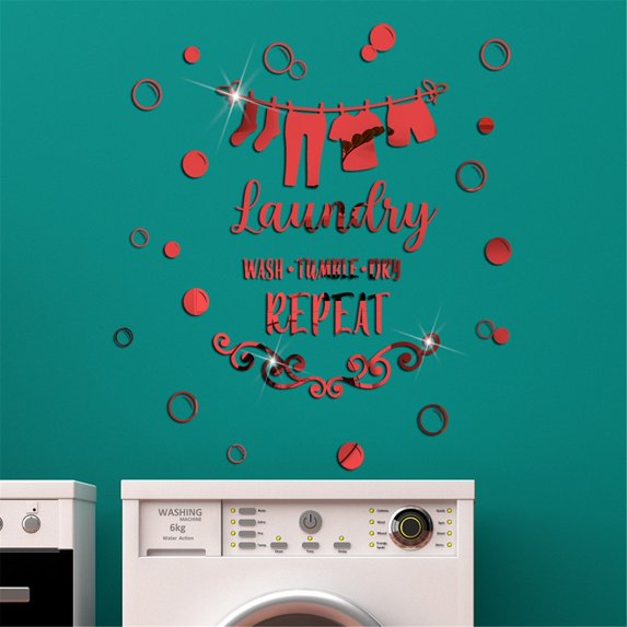 Latrodar Acrylic Hollow DIY Mirror Wall Sticker Home Decoration Red Safe&Non-toxic 9.2x1.2 Inch