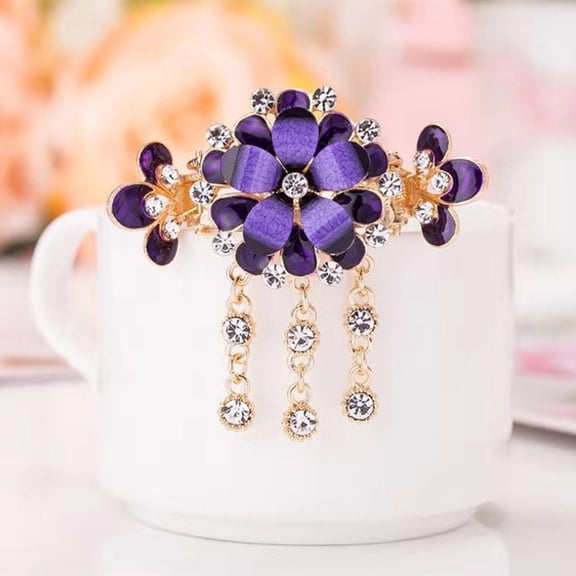 Latrodar Alloy Paint Ethnic Style Personality Hairpin Sunflower Headdress Ponytail Clip Purple