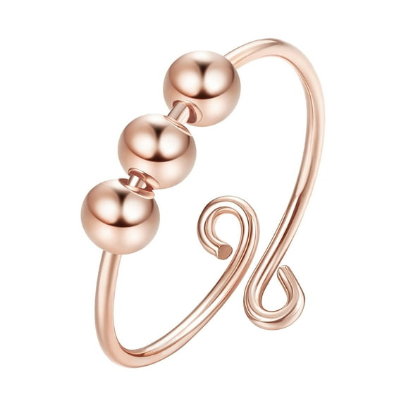 Latrodar Anxiety Fidget Women Spinning Rings With Beads Stress Relief Spinning Rose Gold