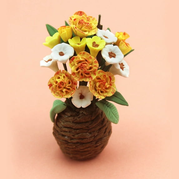 Latrodar Artificial 1/12 Dollhouse Miniature Fake Long-Lasting lower in Pot Garden E 2.8x2 Inch Home Decor