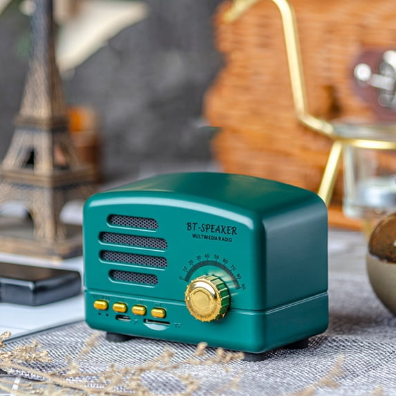 Latrodar BT01 Wireless Stereo Retro Speakers, Portable Bluetooth Vintage Secure FM Radio Mode,- Card C 3.8x2.4 Inch Home Gadgets