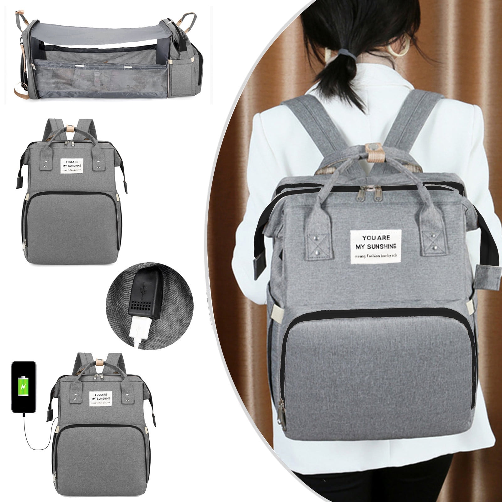 Gecau Baby Diaper Bags - Baby Bags For Boys And Girls, Baby Diaper With Changing Stations - Baby Registry Search Gray Creative