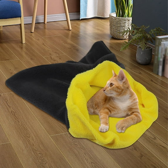 Latrodar Bed Cave Sleeping Bag, Pet Pad Warm And Comfortable Cushion Bag, Suitable For Cats & Dogs All The Year Round Yellow Safe&Non-toxic