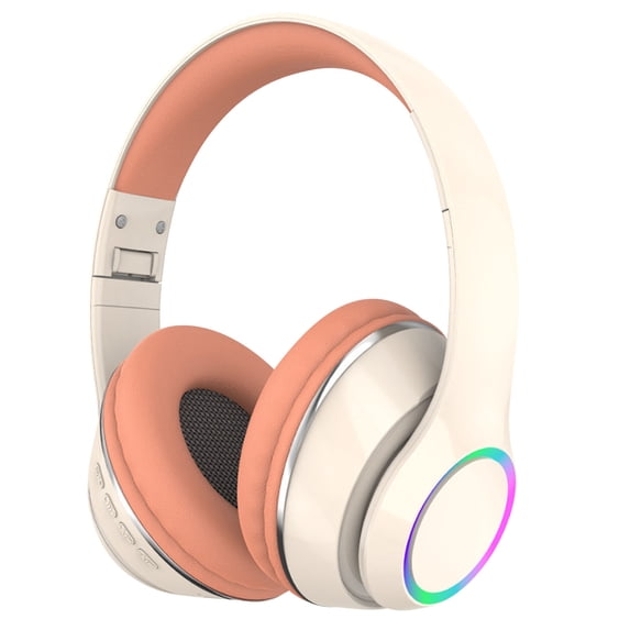 Latrodar Bluetooth 5.0 Subwoofer Head-Mounted Foldable Headphones - Built-in Mic Safety Guaranteed oft Earmuffs Headset Orange Home Gadgets