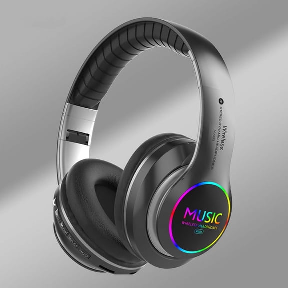 Gecau Bluetooth 5.0 Subwoofer Head-Mounted Foldable Headphones - Built-in Mic Wireless Call Folding Stereo Noise Cancellation Over Ear Soft Earmuffs Headset N