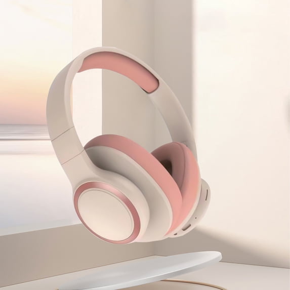 Gecau Bluetooth Headphones Over-Ear Lightweight Wireless Headphones Hi-Fi Stereo Foldable For Travel Upgraded Pink 8.48x7.4 Inch Home Stuff