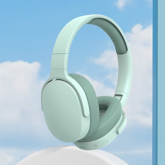 Latrodar Bluetooth Headphones Over-Ear Lightweight Wireless Headphones Stereo Foldable For Travel Safe&Non-Toxic Light Green 8.8x8 Inch Home Essentials