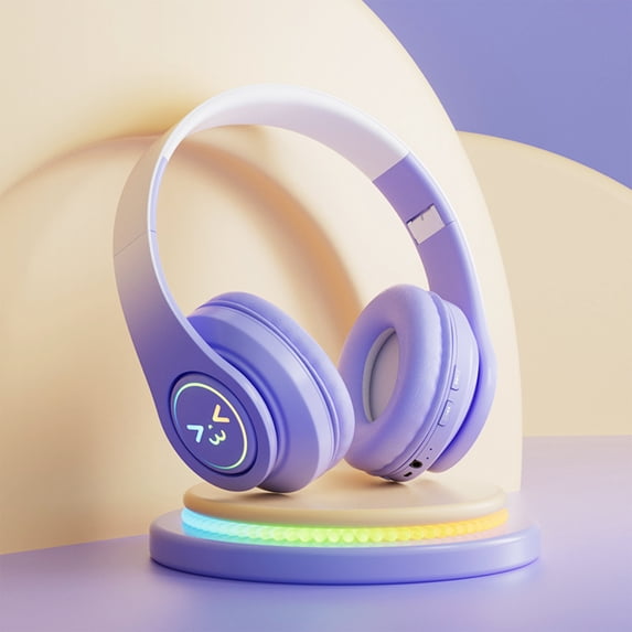 Latrodar Bluetooth Headphones Wireless Over Ear Stereo Wireless Headset Bring Great Creative al For Mobile Phones Purple 7.2x5.8 Inch Home Decor