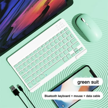 Latrodar Bluetooth Keyboard & Mouse Portable BT Wireless Keyboard & Mouse For Android PC Tablet Practical&Affordable Mint Green 12.8x6.8 Inch Home Tools