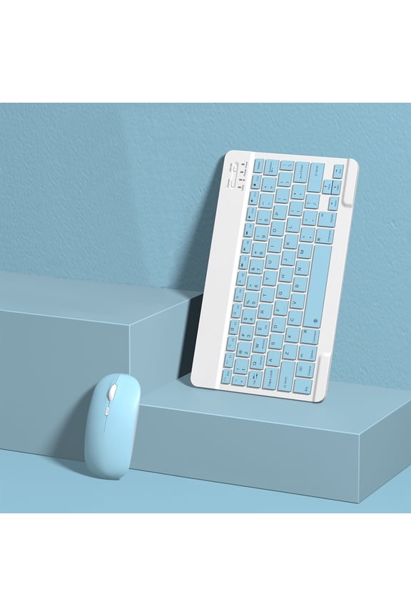 Bluetooth Keyboard & Mouse Portable BT Wireless Keyboard & Mouse For Android PC Tablet Secure Light Blue 12.8x6.4 Inch Home Gadgets