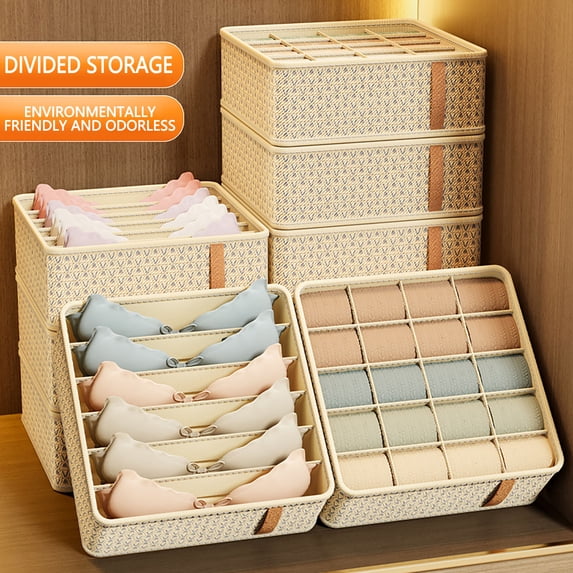 Gecau Bras Organizer for Drawers Divided Storage Containers Living Room Office Closet Organizers&storage Solid Moving Bags Heavy-Duty for Comforters Blanket Clothes Sheet Toys 1PC