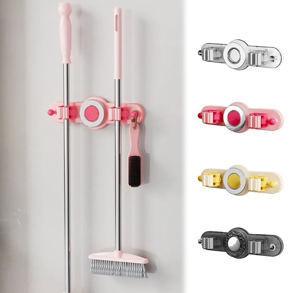Gecau Broom Holder Wall Mount Mop Holder Wall Mount Broom Hanger Easy Installation Wall Hooks Wardrobes Adhesive Hooks Tool Organizer Door Hooks Small Wall Hooks for Mugs Door Hanging Organizer 1PC