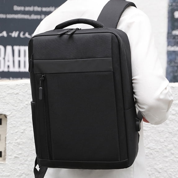 Gecau Business Backpack, Bag For Travel Flight Fits 15.6 Inch Laptop With USB Charging Port Black Safe&Non-toxic